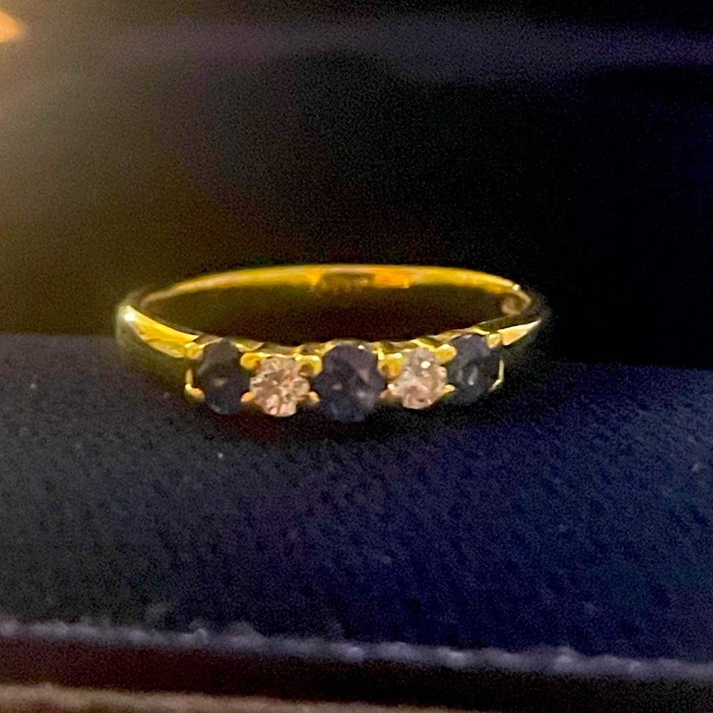 Tiffany five stone sapphire and diamond ring